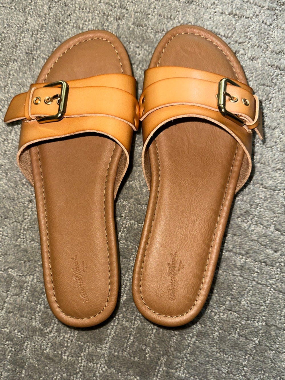 Universal Thread Cognac Leather Slide Mules with Buckle